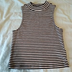 Divided Black and White Stripped Halter Top